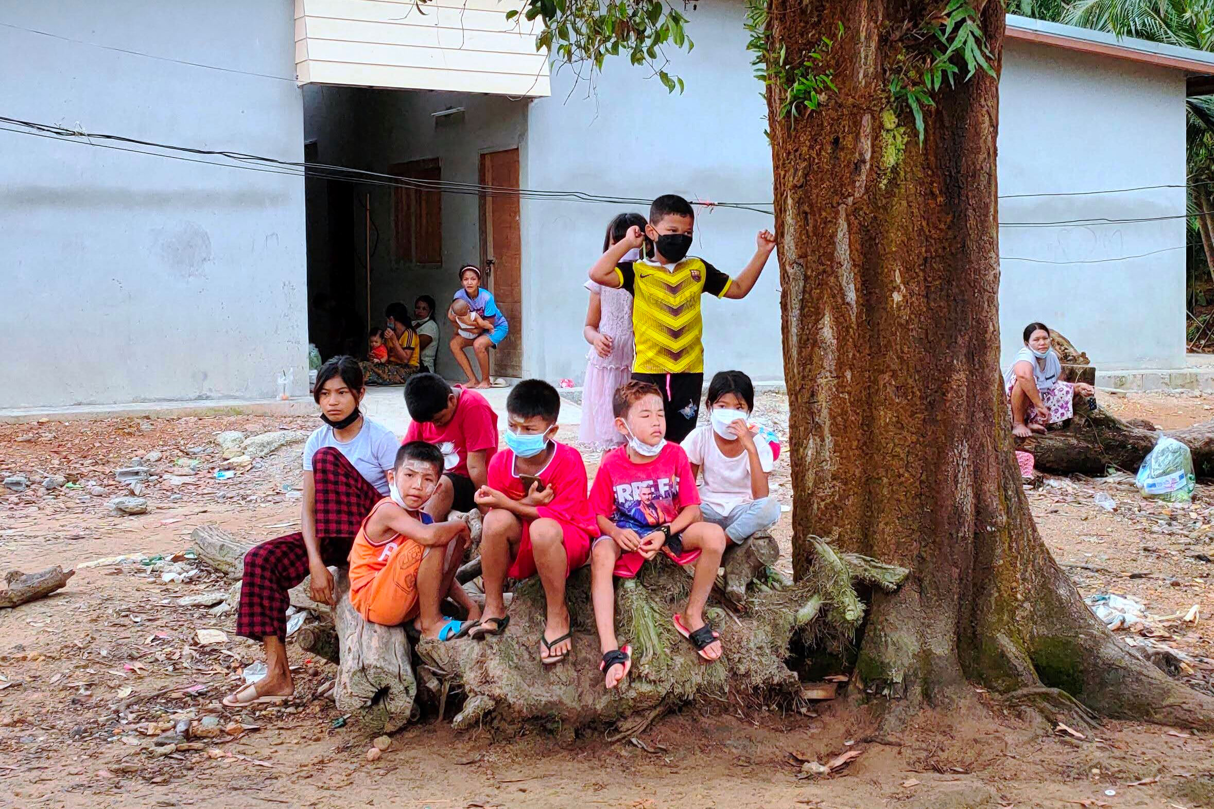 Kids in migrant village